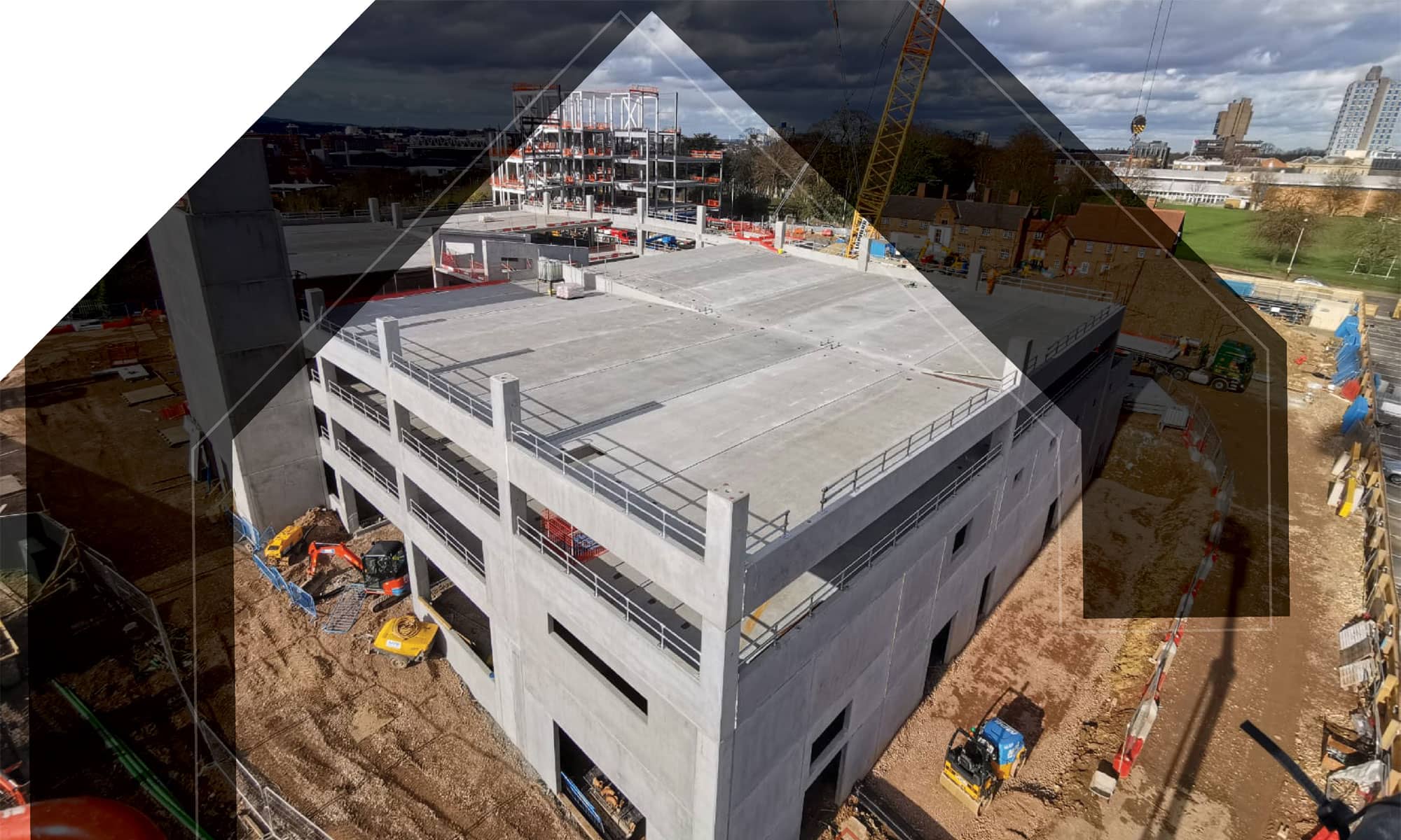 Concrete building being constructed